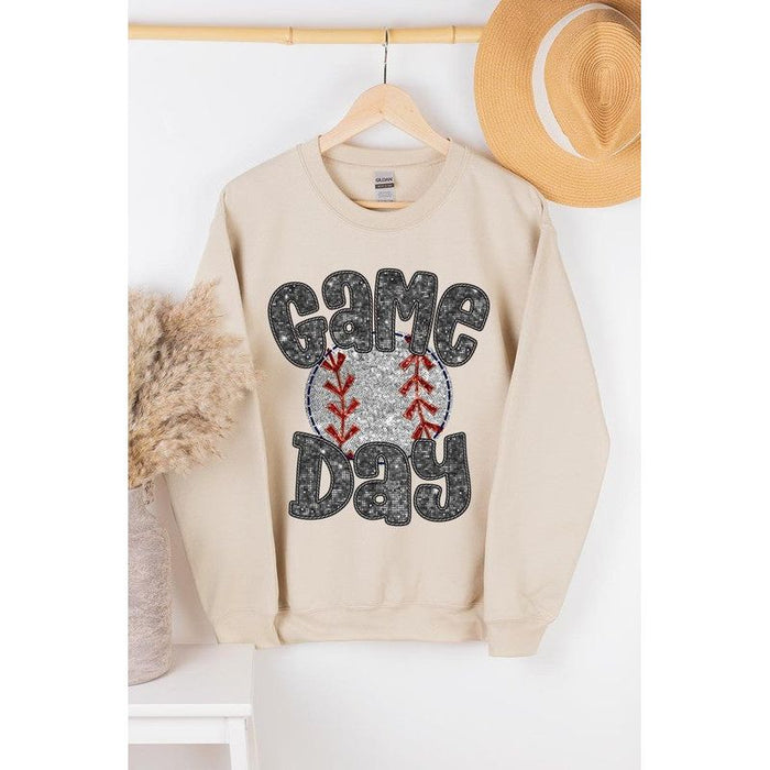 Baseball Game Day Faux Sequins Graphic Sweatshirts