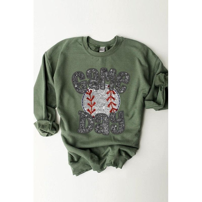 Baseball Game Day Faux Sequins Graphic Sweatshirts