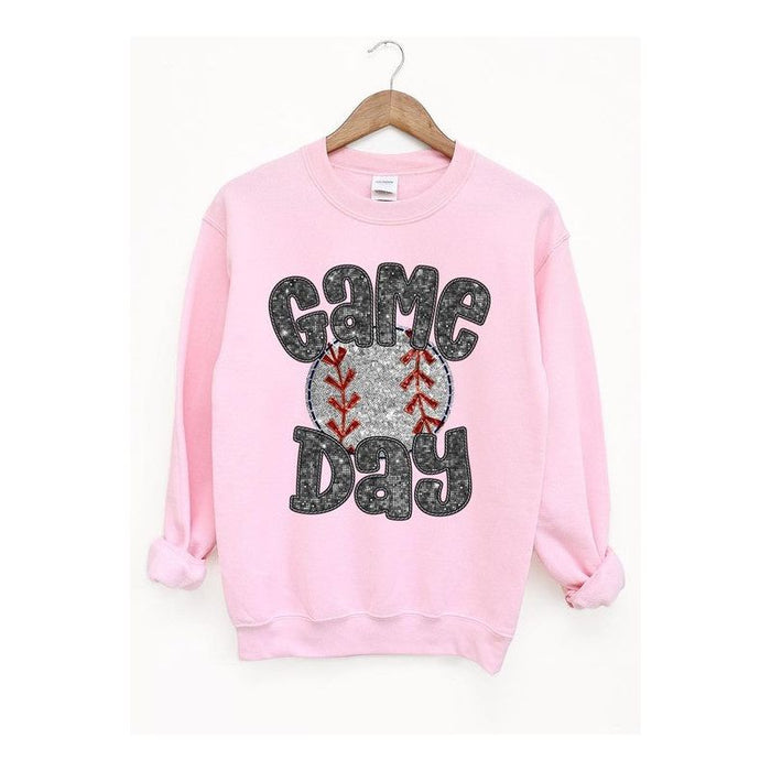 Baseball Game Day Faux Sequins Graphic Sweatshirts