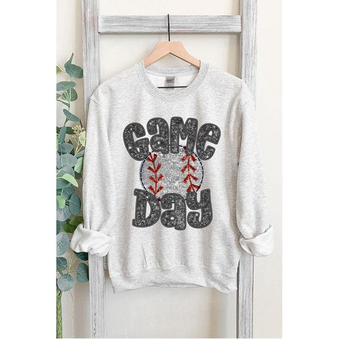 Baseball Game Day Faux Sequins Graphic Sweatshirts