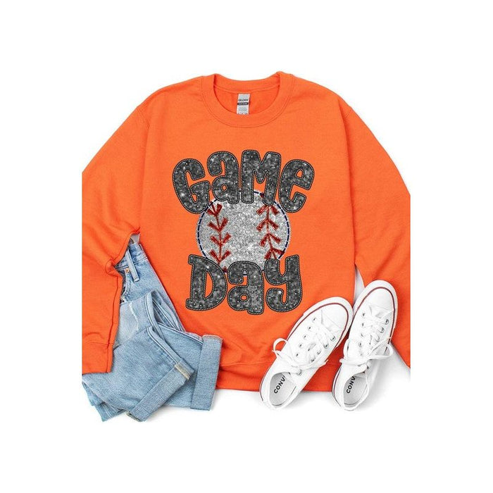 Baseball Game Day Faux Sequins Graphic Sweatshirts