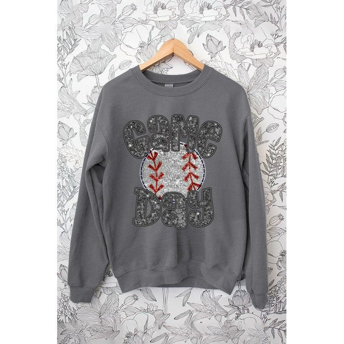 Baseball Game Day Faux Sequins Graphic Sweatshirts