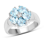 Bids.com 2.58 Carat Genuine Blue Topaz and White Topaz .925 Sterling Silver Ring Rings