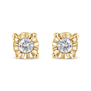 Bids.com 10K Yellow Gold Plated .925 Sterling Silver 1/10 Cttw Round Brilliant-Cut Diamond Miracle-Set Stud Earrings (J-K Color, I3 Clarity) Earrings