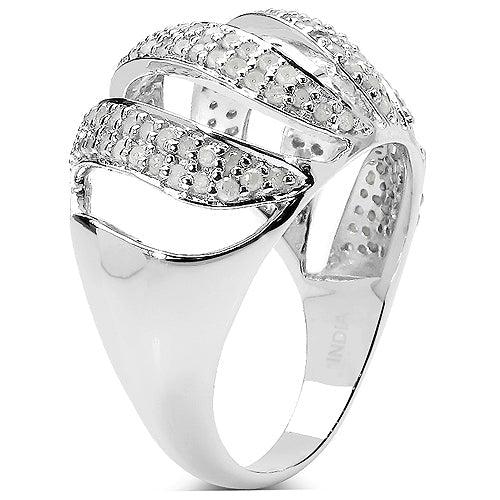 Bids.com 0.98 Carat Genuine White Diamond .925 Sterling Silver Ring Rings
