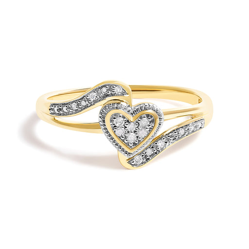 Bids.com 10K Yellow Gold Diamond Accent Filigree Heart Promise Ring (I-J Color, I3 Clarity)- Size 7 Rings