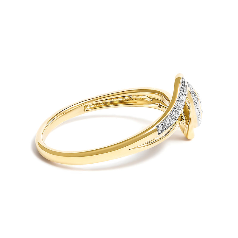 Bids.com 10K Yellow Gold Diamond Accent Filigree Heart Promise Ring (I-J Color, I3 Clarity)- Size 7 Rings