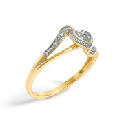 Bids.com 10K Yellow Gold Diamond Accent Filigree Heart Promise Ring (I-J Color, I3 Clarity)- Size 7 Rings