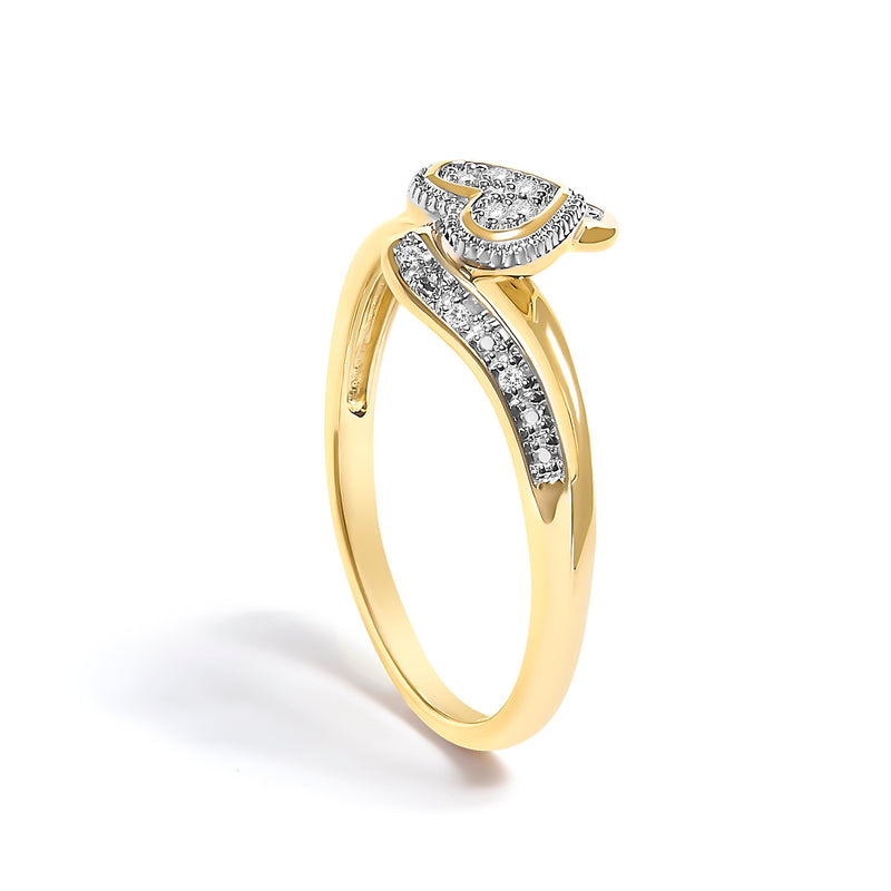 Bids.com 10K Yellow Gold Diamond Accent Filigree Heart Promise Ring (I-J Color, I3 Clarity)- Size 7 Rings