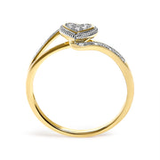 Bids.com 10K Yellow Gold Diamond Accent Filigree Heart Promise Ring (I-J Color, I3 Clarity)- Size 7 Rings