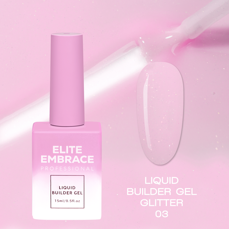 nbmsupply ELITE EMBRACE Professional Liquid Builder Gel Glitter 03 15ml ELBGG0315