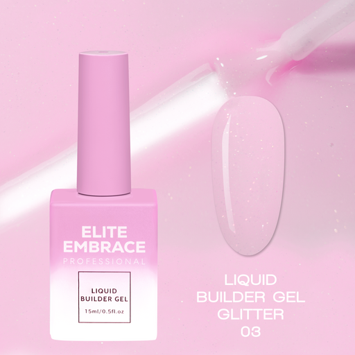nbmsupply ELITE EMBRACE Professional Liquid Builder Gel Glitter 03 15ml ELBGG0315