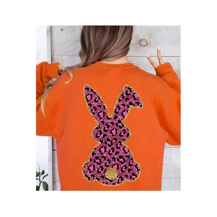 Easter Bunny Faux Glitter Back Graphic Sweatshirts