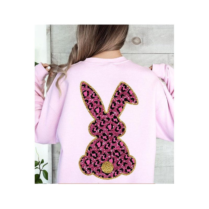 Easter Bunny Faux Glitter Back Graphic Sweatshirts