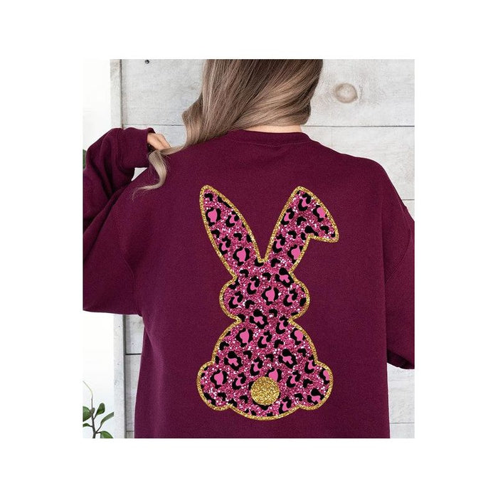 Easter Bunny Faux Glitter Back Graphic Sweatshirts