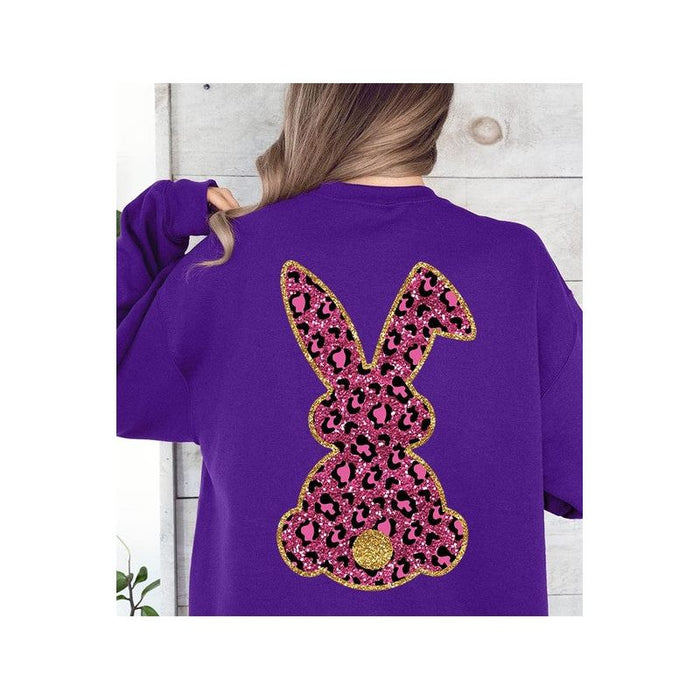 Easter Bunny Faux Glitter Back Graphic Sweatshirts