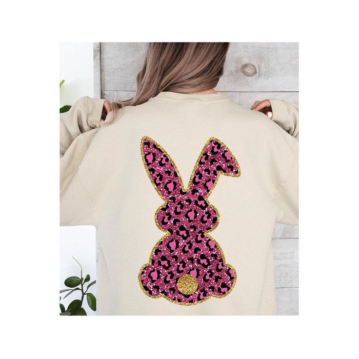 Easter Bunny Faux Glitter Back Graphic Sweatshirts