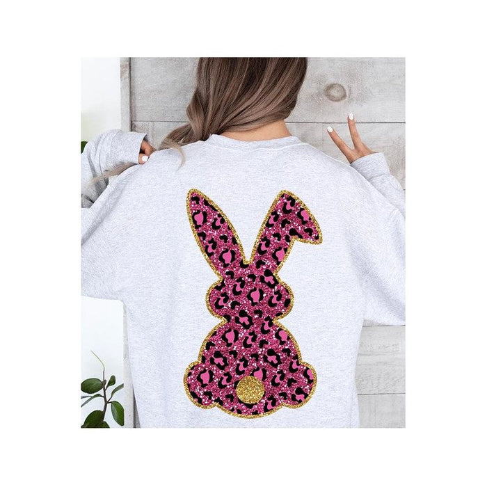 Easter Bunny Faux Glitter Back Graphic Sweatshirts