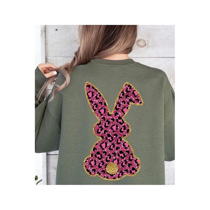 Easter Bunny Faux Glitter Back Graphic Sweatshirts