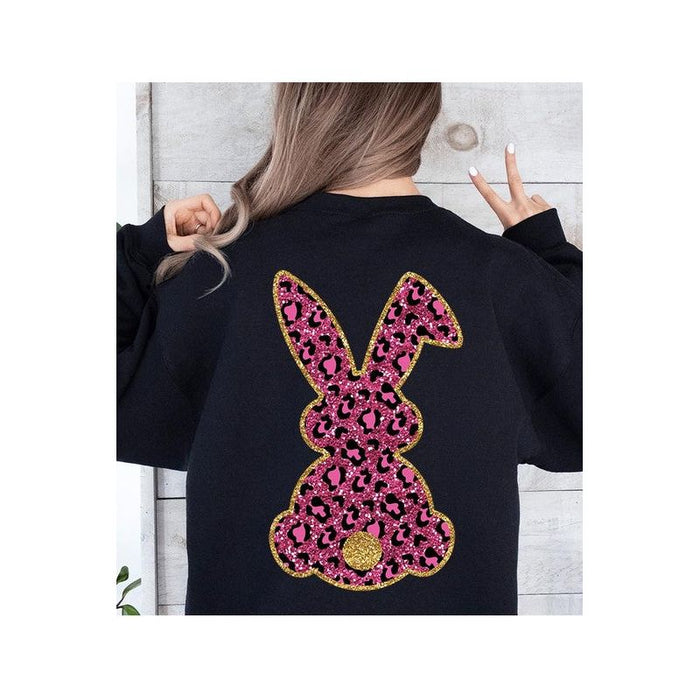 Easter Bunny Faux Glitter Back Graphic Sweatshirts