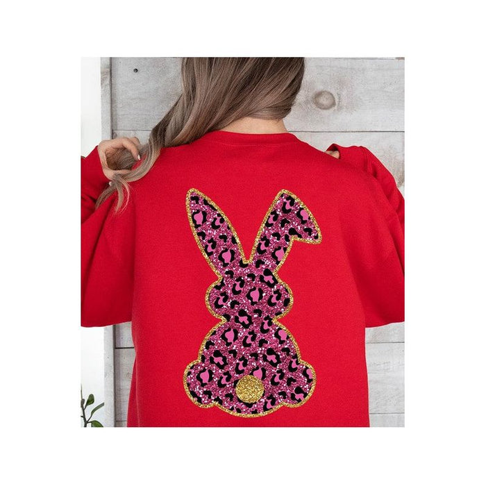 Easter Bunny Faux Glitter Back Graphic Sweatshirts