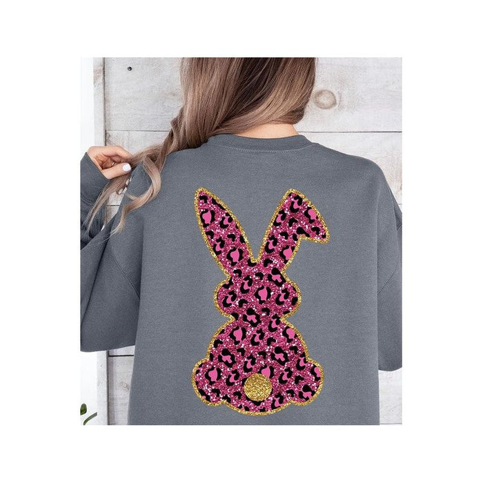 Easter Bunny Faux Glitter Back Graphic Sweatshirts