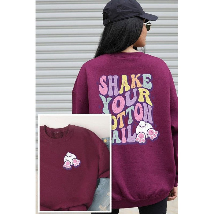 Tail Easter Front Back Graphic Fleece Sweatshirts