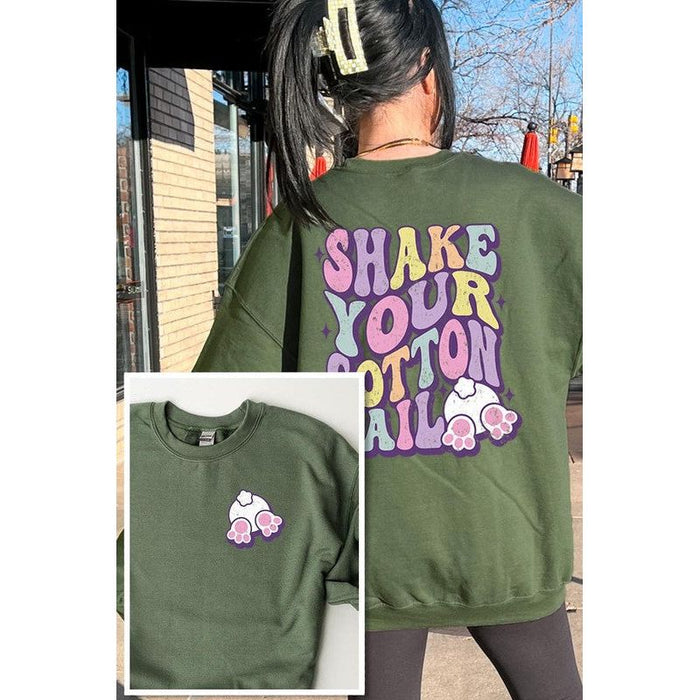 Tail Easter Front Back Graphic Fleece Sweatshirts