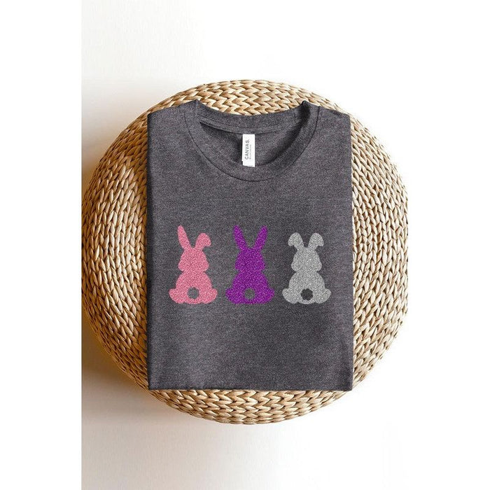 Easter Bunny Glitter Patch Graphic T Shirts