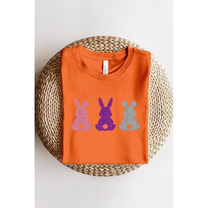 Easter Bunny Glitter Patch Graphic T Shirts