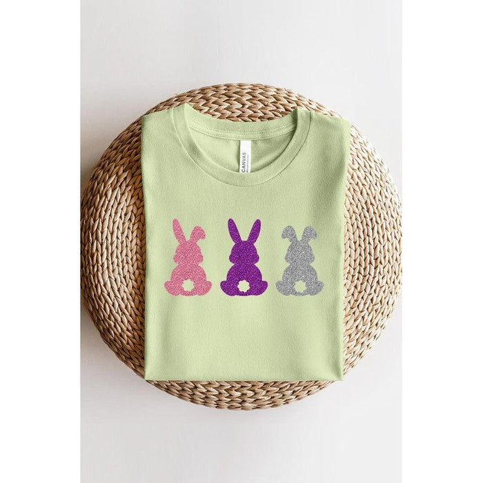 Easter Bunny Glitter Patch Graphic T Shirts