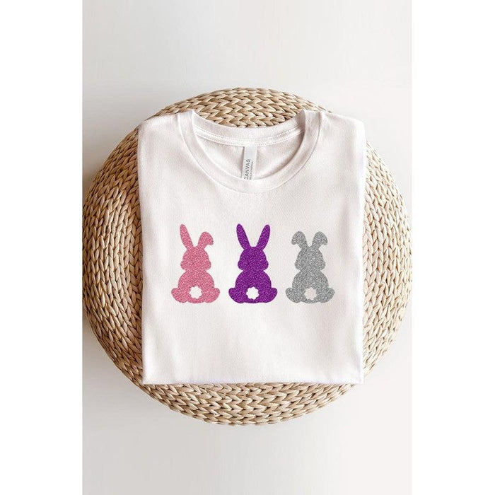 Easter Bunny Glitter Patch Graphic T Shirts