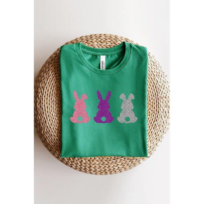 Easter Bunny Glitter Patch Graphic T Shirts