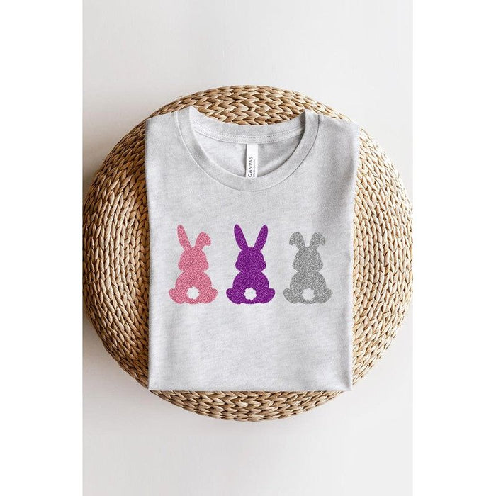 Easter Bunny Glitter Patch Graphic T Shirts