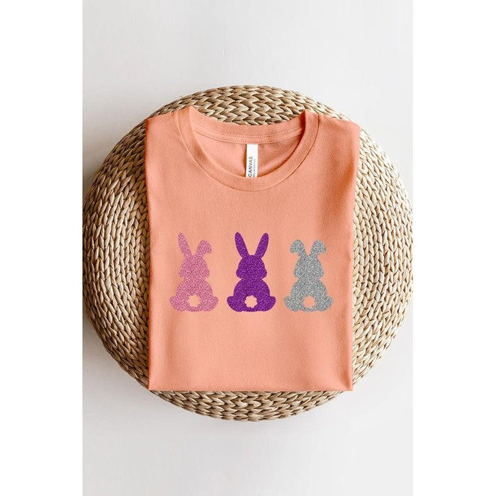 Easter Bunny Glitter Patch Graphic T Shirts