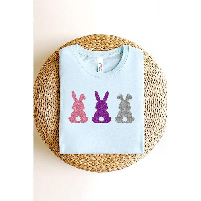 Easter Bunny Glitter Patch Graphic T Shirts