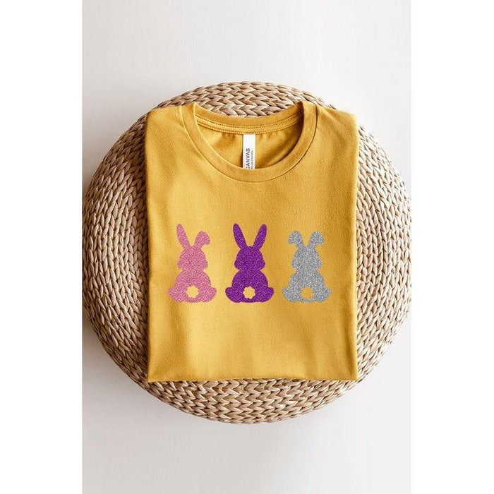 Easter Bunny Glitter Patch Graphic T Shirts