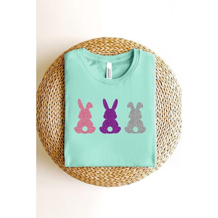 Easter Bunny Glitter Patch Graphic T Shirts