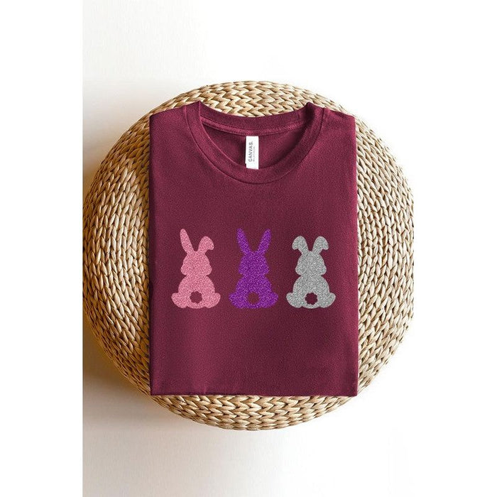 Easter Bunny Glitter Patch Graphic T Shirts