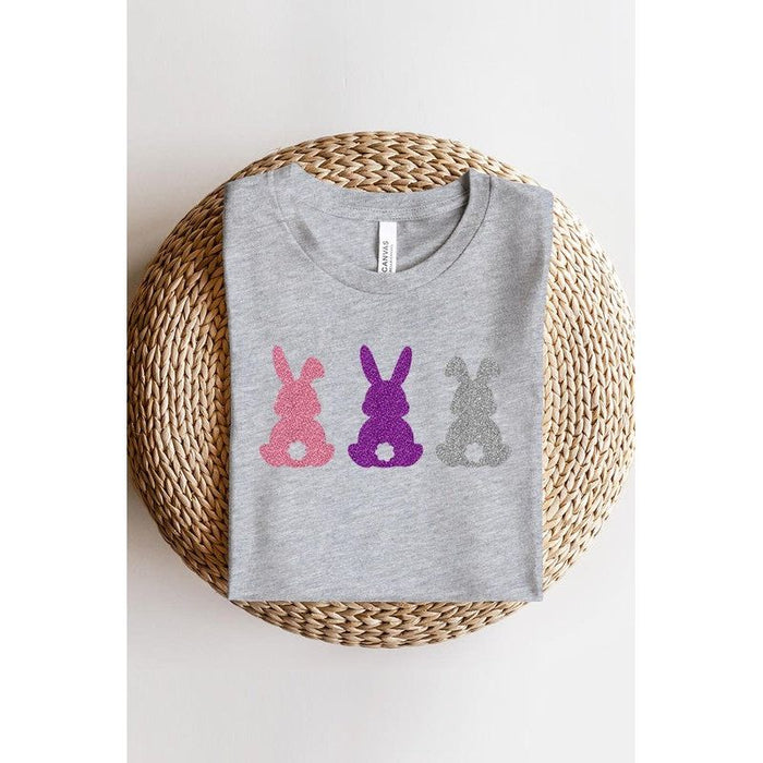 Easter Bunny Glitter Patch Graphic T Shirts