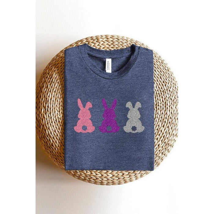 Easter Bunny Glitter Patch Graphic T Shirts