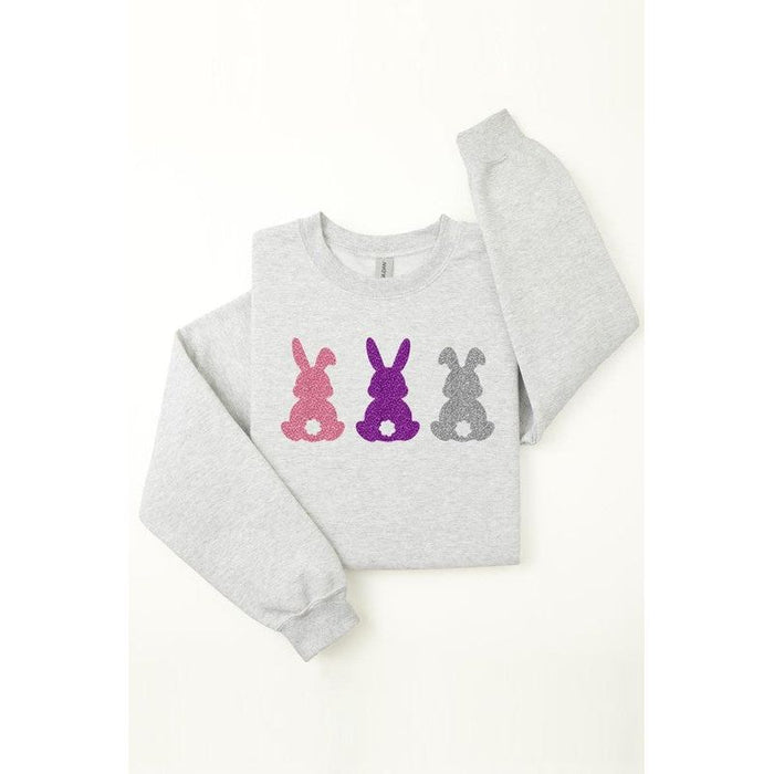 Easter Bunny Glitter Graphic Fleece Sweatshirts