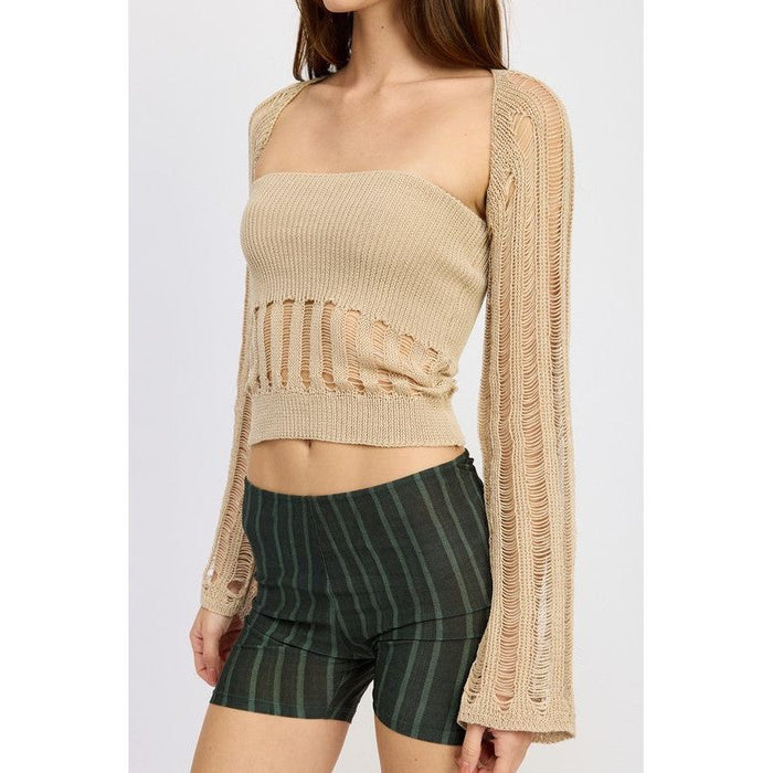 Distressed Sweater Tube Top