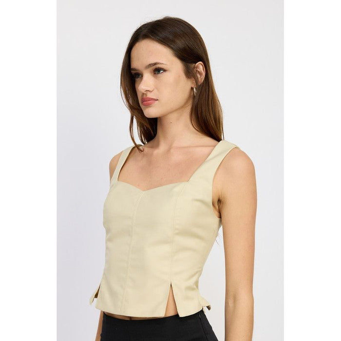 Bustier Top With Slit Detail