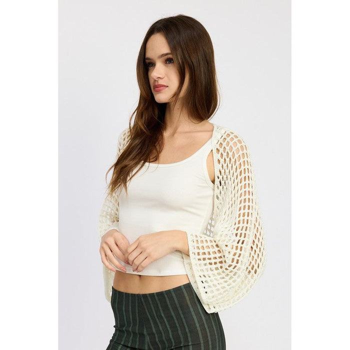 Open Knit Kimono Bolero