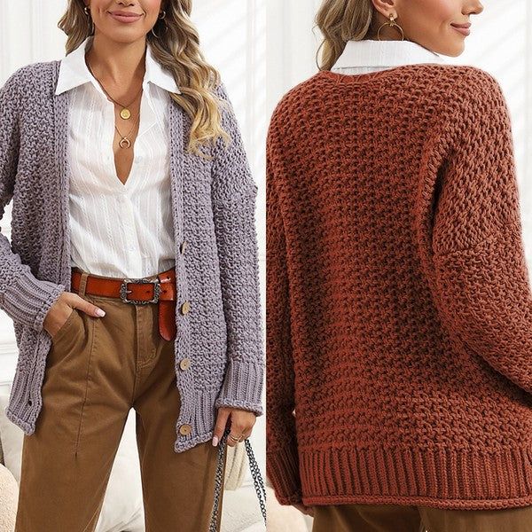 Chunky Cable Knit Oversize Cardigan