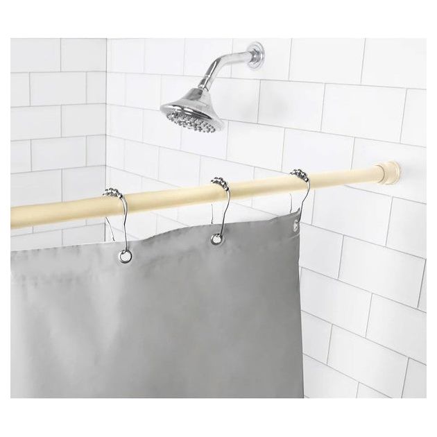 Beige Adjustable Tension Curtain Rod 41-76 inches