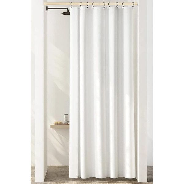 Beige Adjustable Tension Curtain Rod 41-76 inches