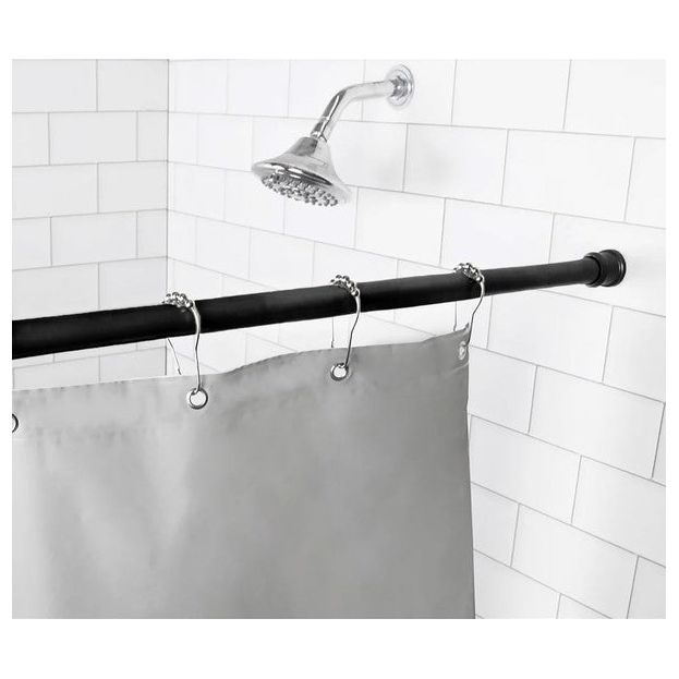 Black Adjustable Tension Curtain Rod 41-76 inches