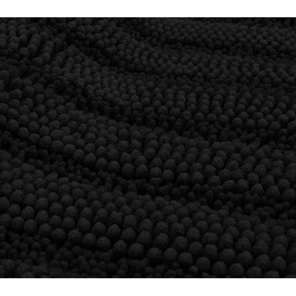 2PC Black Soft Cozy Plush Chenille Bath Mat Set